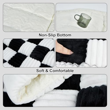 Backseat Pet Bed Mat Non-Slip Dog Car Seat Cover Scratch Chew Resistant Dog Blanket for SUVs, Trucks & Sedans 23" x 51" Easy Clean Comfortable Car Travel Pet Pad, Black and White - Image 2