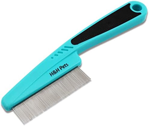 Pin Comb by H&H Pets - Upgraded Rubber Handle Comb with Long and Short Teeth for Dogs & Cats, Grooming Supplies, 1 Count (Pack of 1) by H%26H+Pets