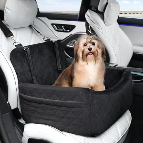 Dog Car Seat for Small Medium Dogs - Memory Foam Seat with Cushion for Pets Under 35lbs,Detachable & Machine Washable Pet Car Bed, Includes 2 Safety Belts Storage Pockets,Universal Fit for SUV Sedan by Welcome