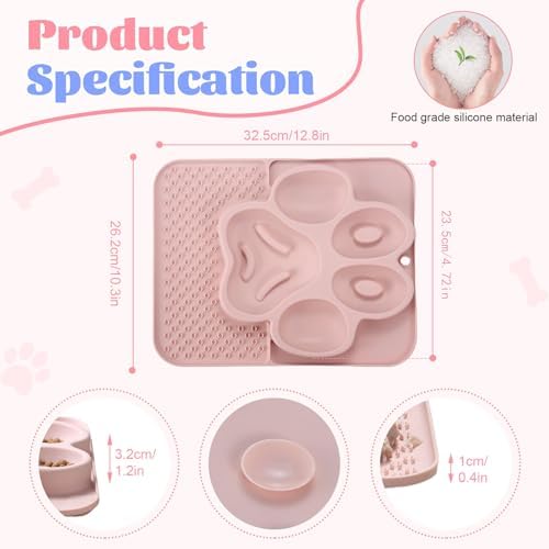 Silicone Lick Mat for Dogs with Suction Cups, Slow Feeder Dog Bowls & Dog Lick Mat for Anxiety Relief, Snuffle Mat for Dogs, Dog Food Bowl & Cat Food Bowl, Slow Feeder Cat Bowl for Wet & Dry Treats - Image 2