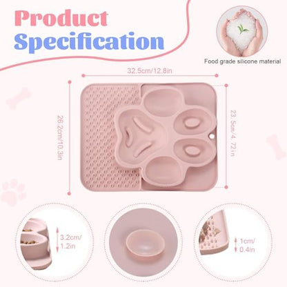 Silicone Lick Mat for Dogs with Suction Cups, Slow Feeder Dog Bowls & Dog Lick Mat for Anxiety Relief, Snuffle Mat for Dogs, Dog Food Bowl & Cat Food Bowl, Slow Feeder Cat Bowl for Wet & Dry Treats - Image 2