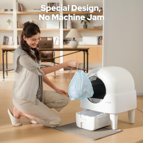 Self Cleaning Litter Box Bags – 4 Rolls (80 Count) Drawstring Liners for Automatic Litter Box, Heavy Duty Leak-Proof, 24.8"x12.6" Fits Most Automatic Waste Drawers - Image 2
