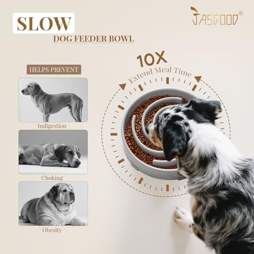 JASGOOD Slow Feeder Dog Bowl - Anti-Gulping, Prevents Bloat & Choking, Healthy Design for Large & Medium Dogs - Image 3