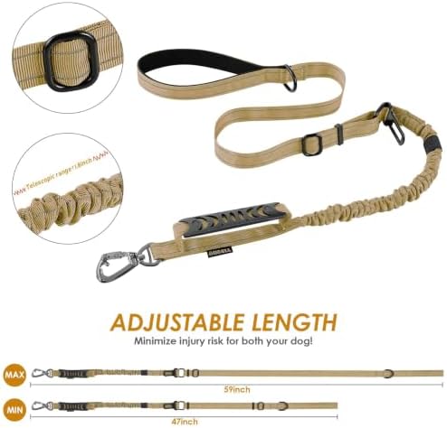 AUBELL Tactical Dog Leash Heavy Duty,4-6ft No Pull Bungee Leash,Brown - Image 6