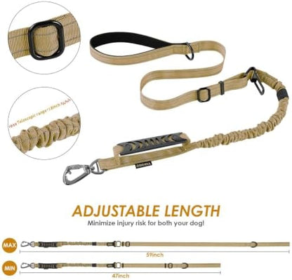 AUBELL Tactical Dog Leash Heavy Duty,4-6ft No Pull Bungee Leash,Brown - Image 6