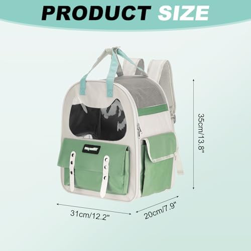 Cat Pet Backpack Carrier Green 12"x8"x14" Travel Bag - Image 2