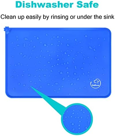 Silicone Waterproof Dog Cat Pet Feeding Mats, Non Slip, Easy Clean Pet Dog Cat Bowl Mats Placemat (18.5" x 11.5") Navy Blue - Image 6