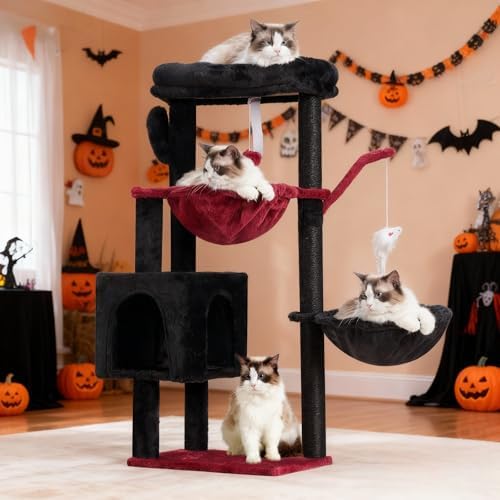 Heybly Cat Tree, 40" Tower with All-Sisal Wrapped Scratching Post HCT006SBR - Image 2