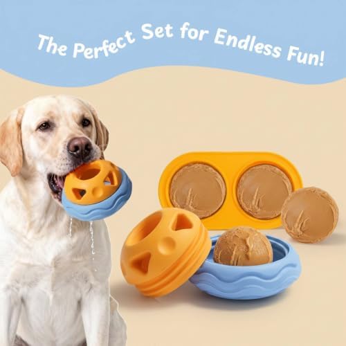 Nocciola Enrichment Dog Licking Toy Set, Frozen Treat Molds & Interactive Feeder for Large Dogs, Freezable Rubber Dog Lick Bowl Long-Lasting to Keep Them Busy, Engagement & Anxiety Relief - Image 4