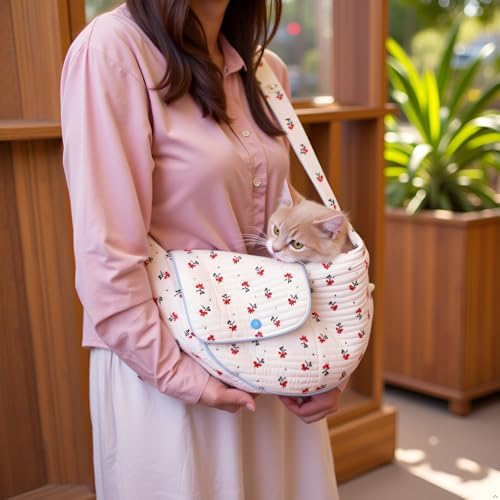 Floral Dog Sling Carrier for Small Dogs & Cats 5-15LBS, Medium - Image 4