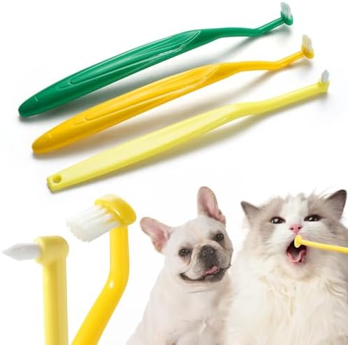 E.M&S.T by Emmeliestella Small Dog & Cat Toothbrush Horizontal Head, Cat Dental Care, Dog Tooth Brush, Oral Hygiene, Easy Handle, Deep Clean, Soft Bristles, Multi-Angle, Pointed Toothbrush, 3PCS by EMSTbyEmmeliestella