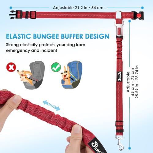 SlowTon Dog Seat Belt for Car, 2 Pack Dog Car Harness Seatbelt with Bungee - Image 6