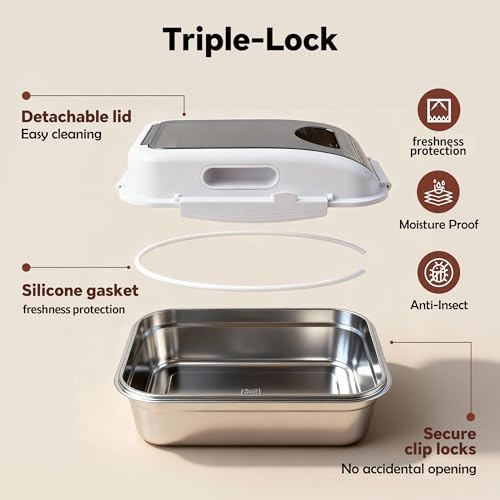 304 Stainless Steel Storage Container with Lid, Metal Storage Bin - Image 3