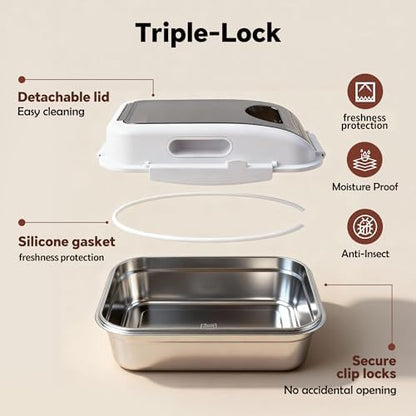 304 Stainless Steel Storage Container with Lid, Metal Storage Bin - Image 3