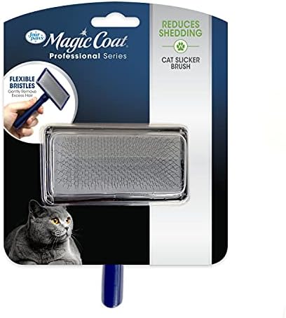 Four Paws Magic Coat Professional Series Cat Slicker Brush for Medium or Long Coats - Gently Removes Excess Hair, Stimulates Natural Oils, Ideal for Cats and Kittens, Lightweight Wood Handle by FourPaws