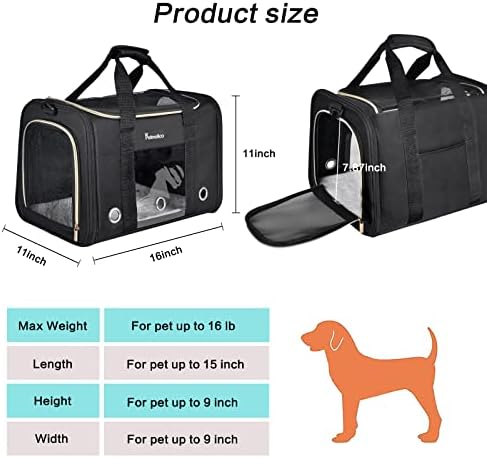 Petmolico Cat Carrier Soft-Sided Airline Approved, Medium,Black - Image 6