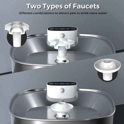 Cat Water Fountain Stainless Steel- 108oz/3.2L Pet Fountain with 4 Replacement Filters, Motion Sensor& 3 Working Modes, Cordless Automatic Dog Water Dispenser for Cats, Dogs, and Small Pets - Image 2