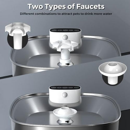 Cat Water Fountain Stainless Steel- 108oz/3.2L Pet Fountain with 4 Replacement Filters, Motion Sensor& 3 Working Modes, Cordless Automatic Dog Water Dispenser for Cats, Dogs, and Small Pets - Image 2