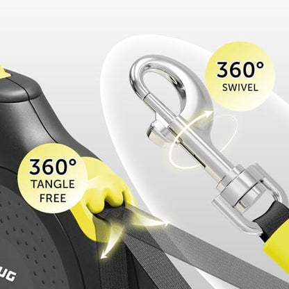 TUG 360° Tangle-Free Retractable Dog Leash | 16 ft Strong Nylon Tape (Large, Black/Yellow) - Image 4