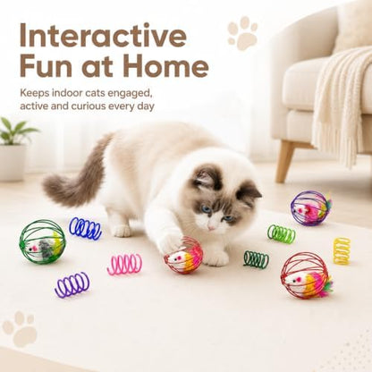 Cat Toys for Indoor Cats, 4 Wire Mesh Mice & 12 Colorful Springs - Image 6