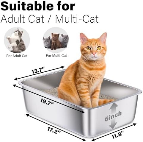 Stainless Steel Litter Box, Large Metal Litter Box - Image 2