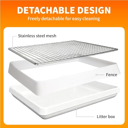 BESNEW 3 in 1 Rabbit Hay Feeder with Litter Box,Upgraded Metal Hay Rack & Litter Tray & Water Bowl,Quick Cleaning,Easy to Install,Bunny Supplies for Rabbit Guinea Pig Chinchilla Small Animals - Image 5