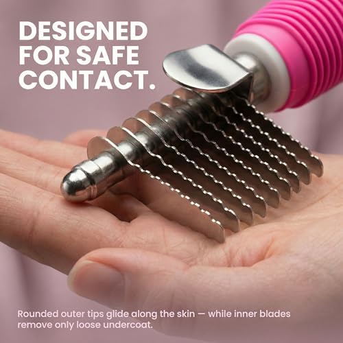Poodle Dematting Fur Rake Comb Brush for Dogs and Cats - Long 2.5" Steel Safety Blades Metal Comb for Detangling Matted or Knotted Undercoat Hair - Image 7