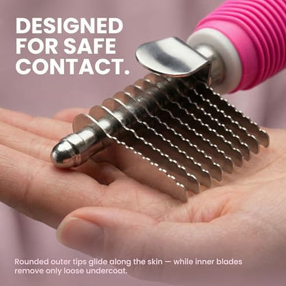 Poodle Dematting Fur Rake Comb Brush for Dogs and Cats - Long 2.5" Steel Safety Blades Metal Comb for Detangling Matted or Knotted Undercoat Hair - Image 7