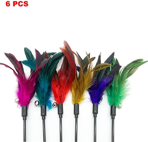 CATENAS 6 PCS Feather Stick Cat Toys, Interactive Wand for Indoor Cats - Image 3