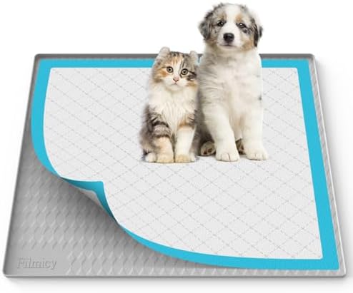 Pee Pad Holder for Dogs,Silicone Dog Puppy Pad Holder, 34 x 28 No Spill Raised Lip High Edge,Portable, Leak-Proof Mat Holder for Dog Training Pads,Square Potty Trays for Home Floor Protection by Unknown