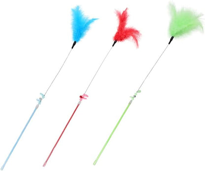 balacoo 3pcs Interactive Cat Teaser Sticks Engaging Wands for Playtime for Indoor Cats Relieves Stress and Boosts Bonding