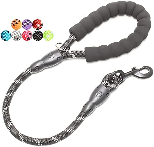 BAAPET 2/4/5/6 FT Dog Leash with Comfortable Padded Handle and Highly Reflective Threads for Small Medium and Large Dogs (2FT-1/2'', Black) by BAAPET