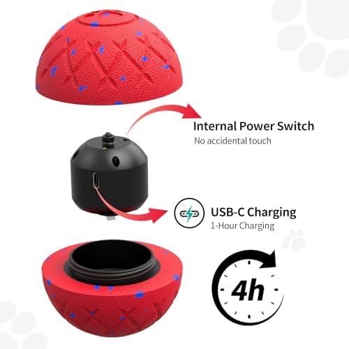 SCHITEC Interactive Dog Toy Ball, Automatic Moving & Bouncing Ball (Red) - Image 6