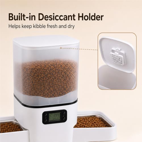 Automatic Cat Feeder for 2 Cats & Small Dog, 6L Large Capacity for Dry Food - Image 6