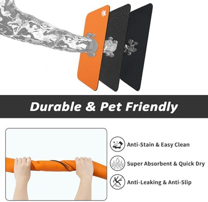 HotLive Dog Food Mat - Absorbent Cat Mat for Food and Water, No Stains Pet Feeding Bowl Mat, Easy to Clean Pet Placemats, Quick Dry Dog Water Dispenser Mat for Messy Drinkers | Paw Orange 16"x 24" - Image 6