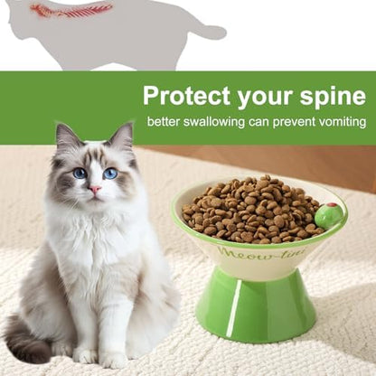 Elevated Cat Bowls Whisker Friendly. Ceramic Raised Whisker Fatigue Cat Bowl for Indoor Cats Protect The Spine and Prevent Vomiting,Meowtini Cat Bowl. KGCCIZI - Image 3