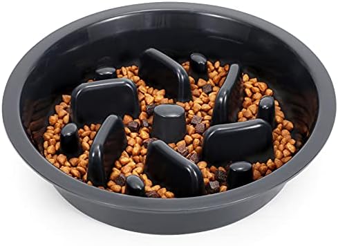 JASGOOD Dog Slow Feeder Bowl - Reduce Slip Puzzle Bowl for Elevated Pet Feeders - Interactive Bloat Stop Dog Dishes - Dark Gray, Fit Opening 7.5"-8" by JASGOOD