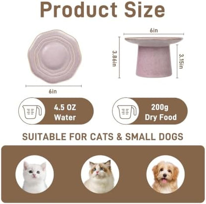 Shallow Cat Food Bowls Eleveted Wide 6" Cat Dish Raised Ceramic Plate, Stress Free, Whisker Fatigue, Dusty Mauve - Image 2