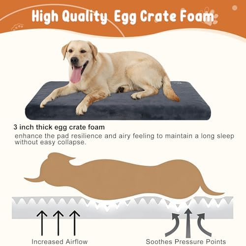 EMPSIGN Stylish Dog Bed Mat Dog Crate Pad Mattress Reversible (Cool & Warm), Water Proof Linings, Removable Machine Washable Cover, Firm Support Small to XX Large Dogs, Grey,XL(41''''*28''''*3'''') - Image 2