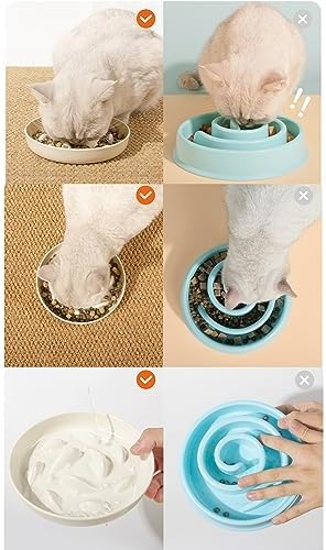 Slow Feeder Bowl for Cats and Small Dogs,Cilkus Fish Pool Design, Fun Interactive Bloat Stop Puzzle Feeder Bowl Healthy Eating Diet Made of Melamine Food Grade Material - Image 6