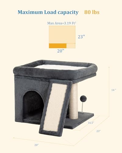 Aechonow Cat Tree for Large Cats, 20x16.5 Perch Bed for Adult Senior Cats - Image 6