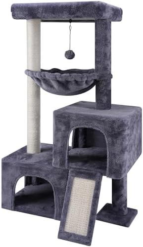 AIWIKIDE Cat Tree Has Scratching Toy with A Ball Activity Centre Cat Tower Furniture Jute-Covered Scratching Posts (Grey, 37.4'') by AIWIKIDE