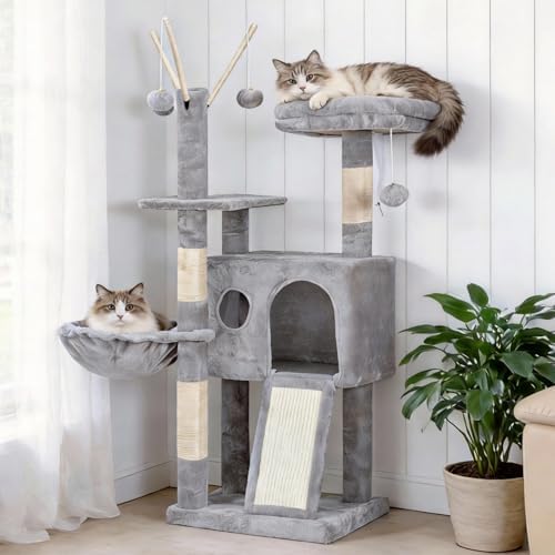 Hey-brother Cat Tree Tower with Removable Toys, Scratching Posts, MPJ008SW by Hey-brother