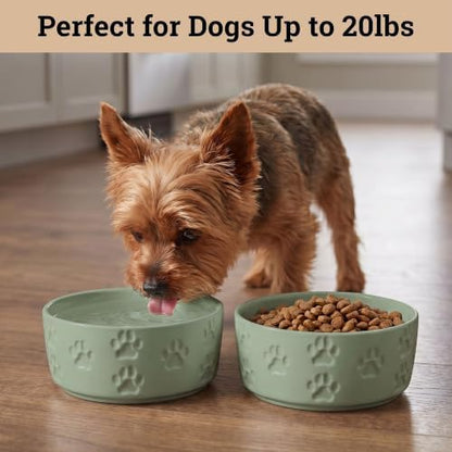 Ceramic Dog Bowl Set of 2 with Anti-Skid Base, 5.5"W x 2"H, 2 Cup Capacity - Image 3