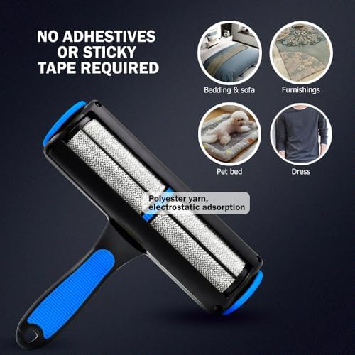 Pet-Pristine Pet Hair Remover Roller and Mini Detailer Combo Pack - Effortless Cats and Dogs Reusable Hair Removal for Couches, Beds, Carpets, Furniture - Image 4