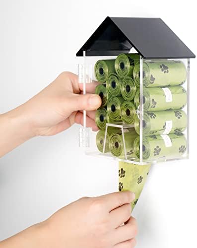 Dog Poop Bag Dispenser, Wall Mount Waterproof Outdoor or Indoor Cat Bag Dispenser Holder, Clear Acrylic Pet Waste Bag Storage Container Station for Home, Yard, Porch, Lawn, Fence (Frame House) - Image 4