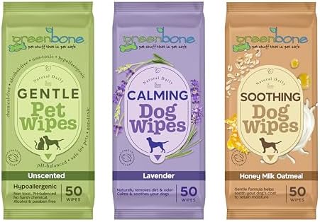 Greenbone On-the-Go Pet Wipes Bundle Pack - 150 Total Wipes (50 Each of Unscented, Lavender, Honey Milk Oatmeal) - Gentle Cleaning for Dogs and Cats - Image 2