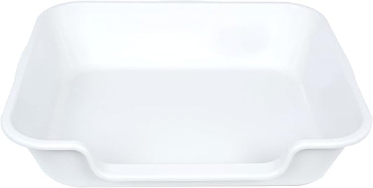 2 Pack of Extra Large Cat Litter Box (ABS Material), Low Entry Senior Litter Pen for Geriatric Kitty Big Cats, Jumbo Pet Safe Litter Boxes Tray for Indoor Pets Potty (White, 24" L x 20" W)
