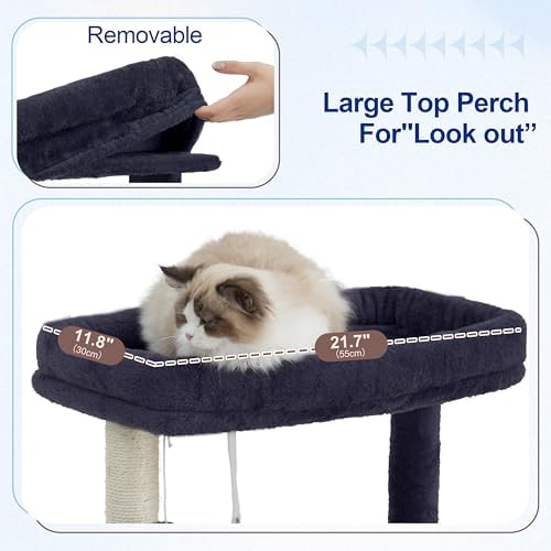 Gitelsnour Cat Tree, Cat Tower with Sturdy Steel Tube, Large Perch GCT024G - Image 4