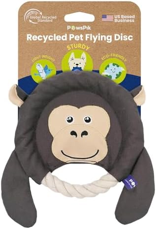 PAWSPIK 2-in-1 Flying Disc & Tug-of-War Dog Toy, Adventurous Ape by PawsPik